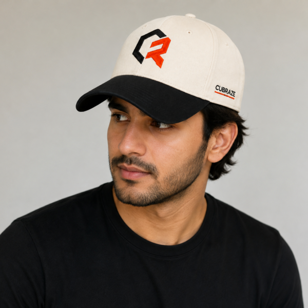 Cubraze Premium Black & Cream Embroidered Baseball Cap