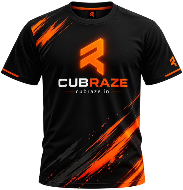 CUBRAZE Black & Orange Gaming Esports T-Shirt – Premium Sports Jersey
