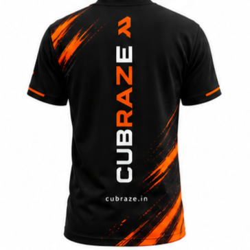CUBRAZE Black & Orange Gaming Esports T-Shirt – Premium Sports Jersey