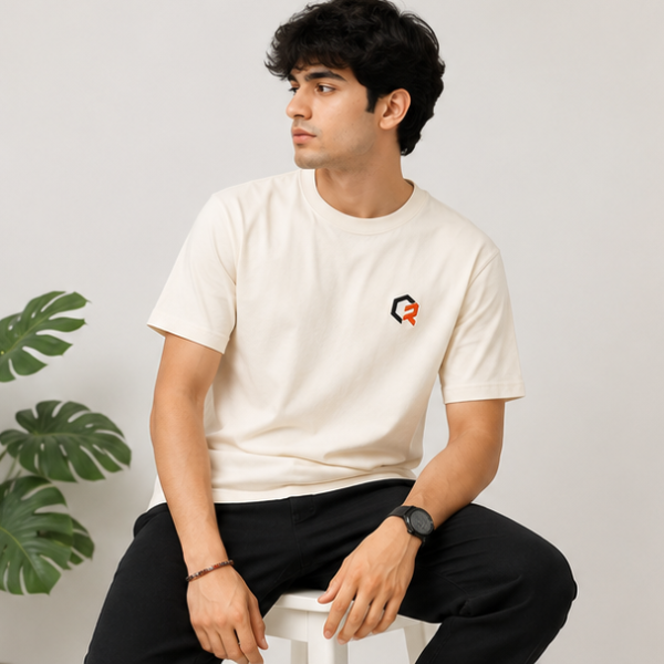 Cubraze Classic Logo Oversized T-Shirt – Cream White